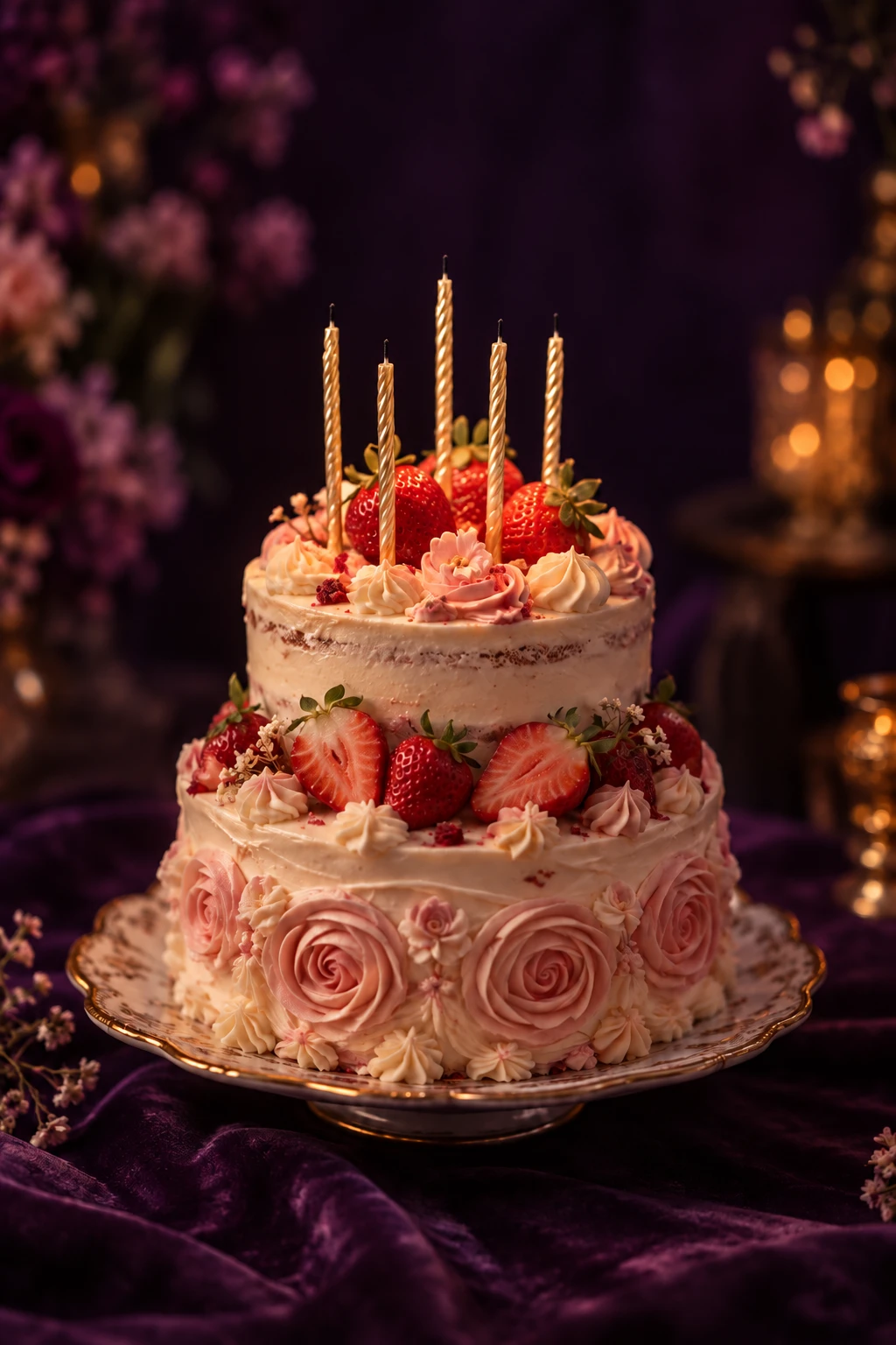 A strawberry birthday cake for Anna